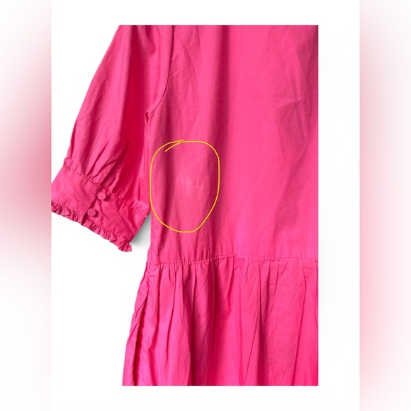 J. Crew Vibrant Pink Ruffle neck Midi Popover Dress XS - Picture 6 of 6